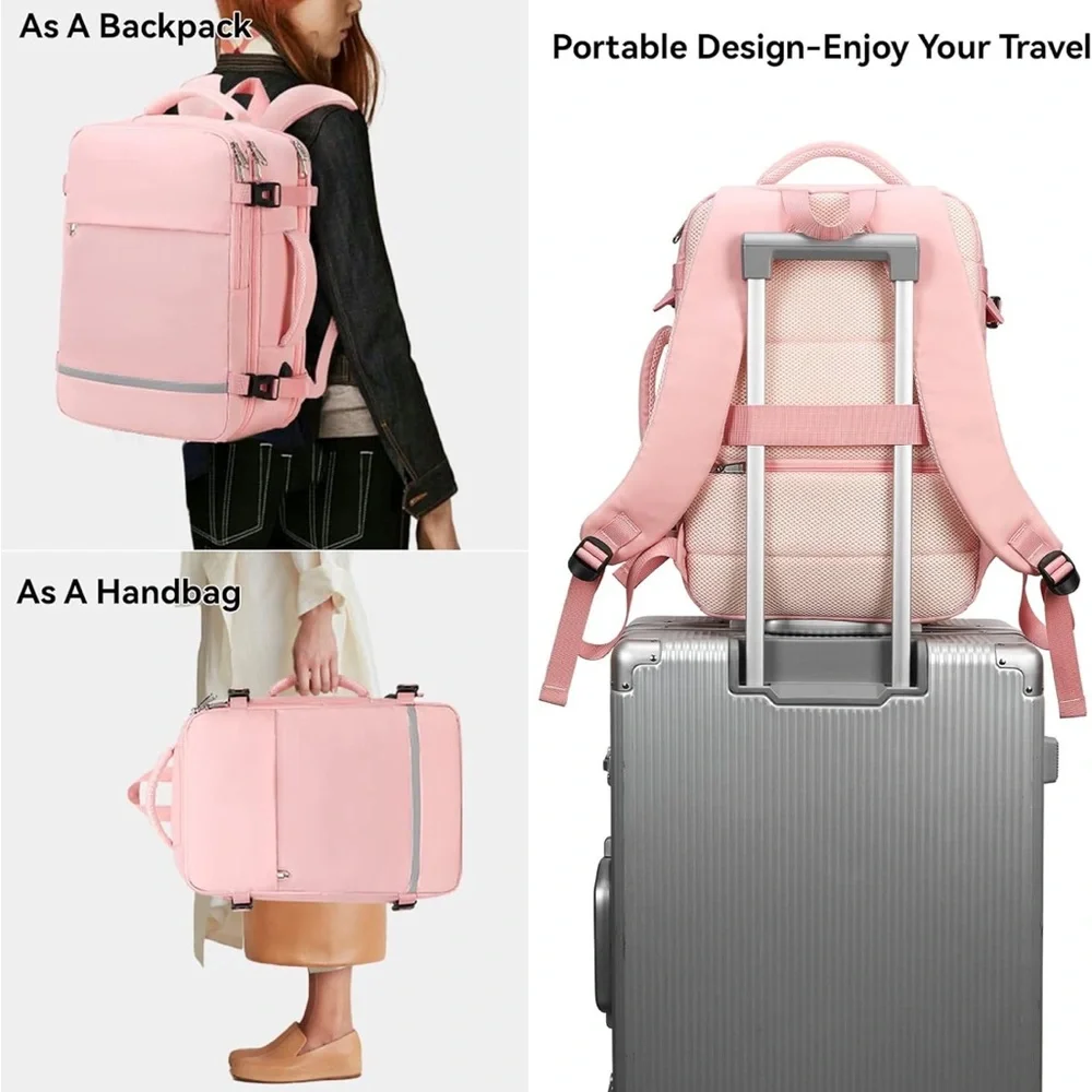 Airline Flight approved extra large capacity, travel laptop backpack 35L pink - Picture 15 of 16